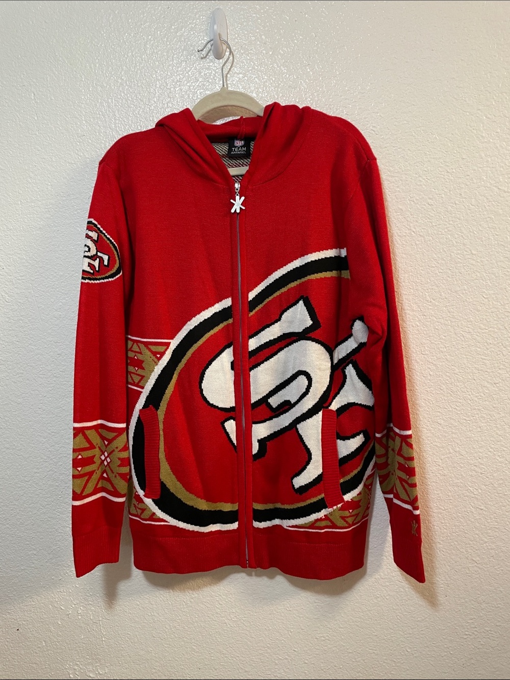 San Francisco 49ers Red Full-Zip Hoodie Sweater